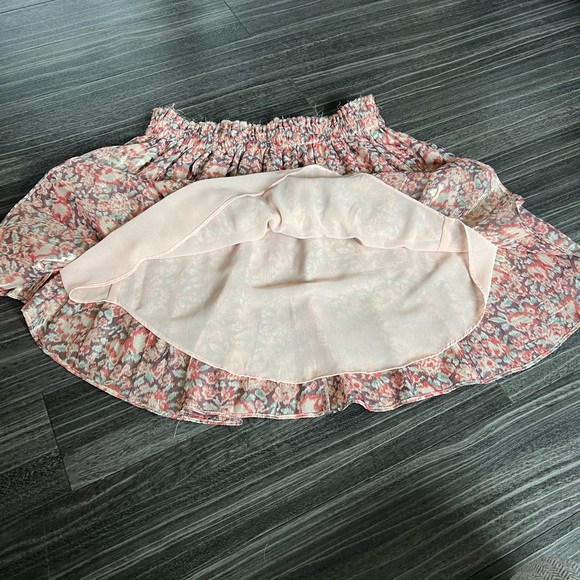 LoveShackFancy Silk Pomegranate Floral Metallic Skirt - Picture 6 of 14